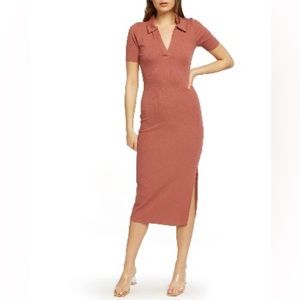 Charlie collared dress in color BRICK ROSE